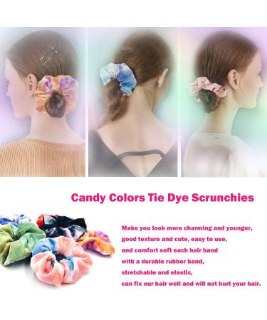 IVARYSS Tie Dye Velvet Scrunchies 12 Pcs Set - Cute Rainbow Ponytail Holders for Girls and Women - Buy Online on GoSupps.com
