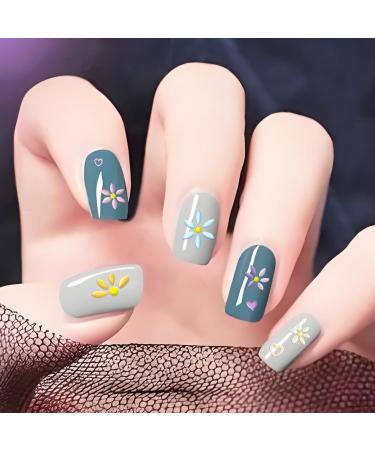 4 Sheets Flower Nail Art Stickers Spring Daisy Nail Decals 5D Embossed Nail Art Design Self Adhesive Nail Supplies Colorful Flower Nail Stickers for DIY Women Nail Decoration - Buy Online on GoSupps.com