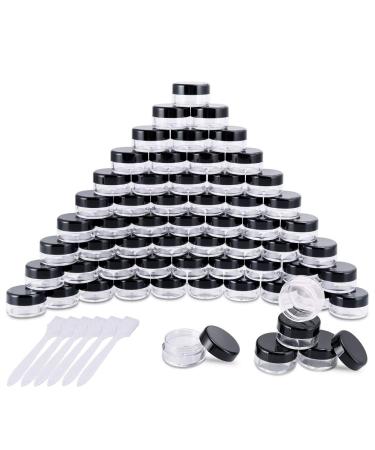 60 pieces jars cream jar empty transparent jar mini cream jars sample container with screw cap black 5g/5ml