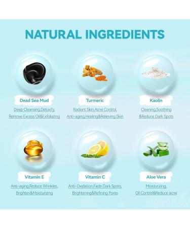 Turmeric Vitamin C Clay Face Mask Set - Dead Sea Mud, Green Tea, Oil Control for Acne - 2.5 OZ - Men & Women - Buy Online on GoSupps.com