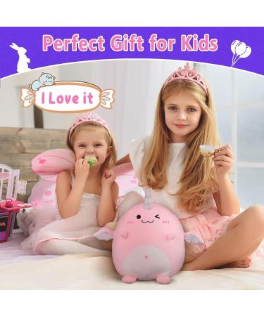 Marsjoy Pink Unicorn Plush Pillow - Squishy Stuffed Animal Toy for Girls | Cute and Huggable Christmas Gift with Pink Wings - Buy Online on GoSupps.com