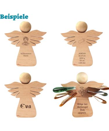 Personalized Birth Angel Gift | Engraved Wood Keepsake | Custom Name Date & Motif for Boys & Girls - Buy Online on GoSupps.com