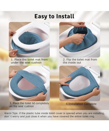 Legigo 5 Pack Thick Bathroom Toilet Seat Cover Pads - Soft & Stretchable Washable Fiber Cloth - Easy Install, Comfortable and Warm Toilet Lid Seat Cover - Knit Elongated Blue - Buy Online on GoSupps.com