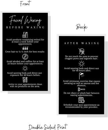 Facial Wax Instructions | 50 Pieces | 5.1 x 8.9 cm | Wax Accessories for Aestheticians | Hard & Soft Wax | Black & White Design - Buy Online on GoSupps.com