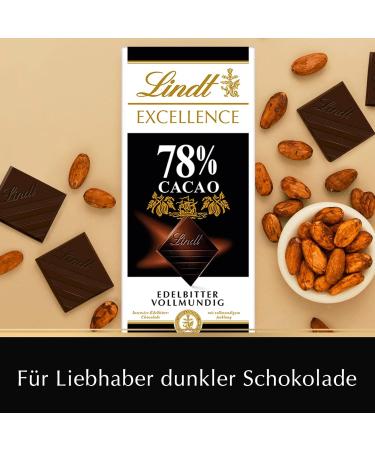 Lindt Excellence 78% Cocoa - Noble Bitter Dark Chocolate | Vegan | 10 x 100g | Full-Bodied & Intense Cocoa Flavor - Buy Online on GoSupps.com