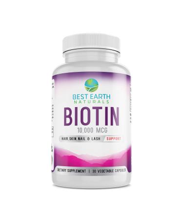 Best Earth Naturals Biotin 10 000mcg - Extra Strength Biotin Vitamin Supplement to Support Hair Growth Strong Nails Longer Eye Lashes and Healthy Skin