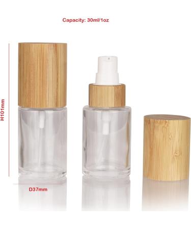 COSIDEA 6 pcs Empty 1oz / 30ml bamboo lids clear glass bottle with lotion pump dispenser refillable emulsion cosmetic cream bottles toiletries refill travel container 30 ml With Lotion Pump - Buy Online on GoSupps.com