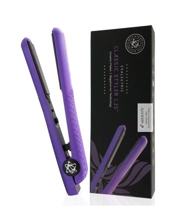 Classic Styler Ceramic Flat Iron - Styling Iron with 1.25 Inch Floating Plates - Negative Ion Technology for Healthy Hair - Dual Voltage Hair Straightener - Deep Purple