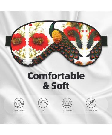 Peacock Red Flower Eye Mask - Soft Adjustable Sleep Mask for Men & Women | Comfortable Nighttime Eye Cover - Buy Online on GoSupps.com