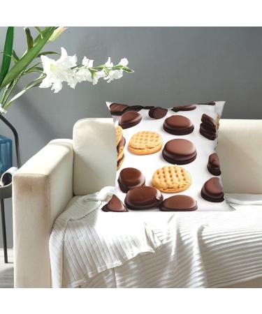 FRESQA Cookies Food Chocolate Chip Biscuits Universal Four-Season Cushion Cover | Soft Polyester Decorative Pillowcase Cookies Food Chocolate Chip Biscuits 16"x16" - Buy Online on GoSupps.com