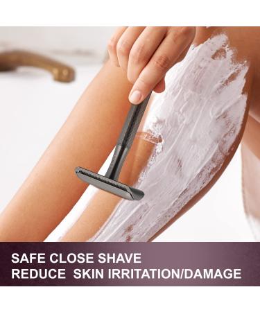 Buy Black Double Edge Safety Razor Set Classic Metal Razor for Men Zero Waste with 10 Replacement Blades - Buy Online on GoSupps.com