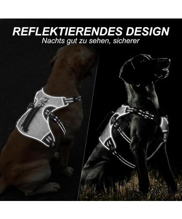 Heele XL Black Dog Harness Reflective Breakout Buckle Robust Handle & Panic Clip for Ultimate Comfort and Stability - Buy Online on GoSupps.com