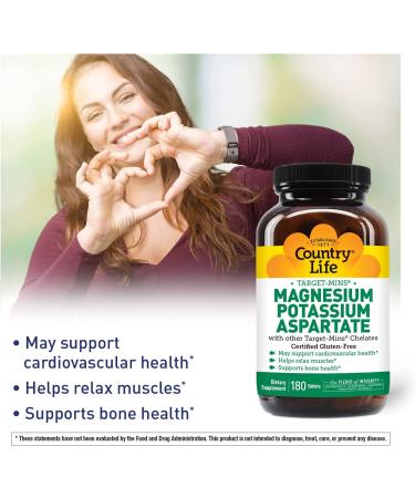 Country Life Target-Mins Magnesium Potassium Aspartate - 180 Tablets for Optimal Health - Buy Online on GoSupps.com