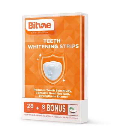Whitening Strips for Sensitive Teeth Made with Dead Sea Salt Ingredients  Strengthens Tooth Enamel for Fast Teeth Whitener  36 Strips  Ccoconut Flavor