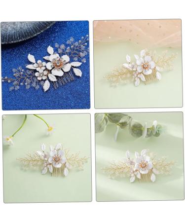 FOMIYES Rhinestone Pearls Accessories Inlaid Hair Side Combs Pearl Bridal Side Comb Rhinestone Hair Accessories Leaf Hair Accessories Flower Decor Metal White Bride Wedding Hair Comb - Buy Online on GoSupps.com