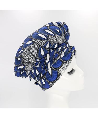 COSPACK EASY HEADWRAP - Satin Inner Hood for Long Curly Hair & Braids | Double-Strap Comfort in Royal Blue & White - Buy Online on GoSupps.com
