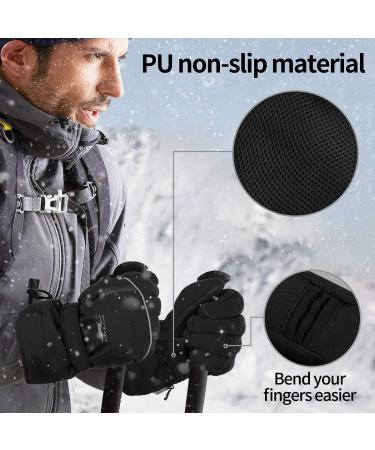Achiou Men's Waterproof Winter Ski Gloves - Black/Grey, Large - Touchscreen Compatible - Buy Online on GoSupps.com