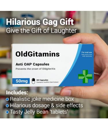 OldGitamins - Funny Rude Joke Pill Box Gag Gift for Men | Unique Birthday and Secret Santa Gifts for Grandad and Dad - Buy Online on GoSupps.com