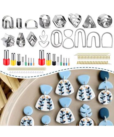 keoker Polymer Clay Cutters Set  36 Shapes Stainless Steel Clay Cutters with 16 Circle Shape Cutters and 60 Earrings Accessories  Clay Earing Cutters for Polymer Clay Jewelry Making