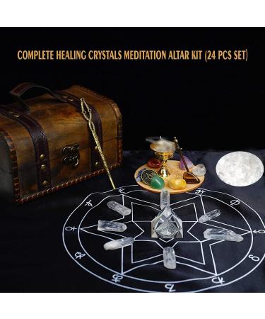 Soulnioi Healing Crystals Set - 24pcs with 7 Chakra Stones, White Crystal Wands, Tarot Cloth & Pyramid Energy Generator - Spiritual Healing Kit for Meditation and Beginners (A-white Crystal) - Buy Online on GoSupps.com