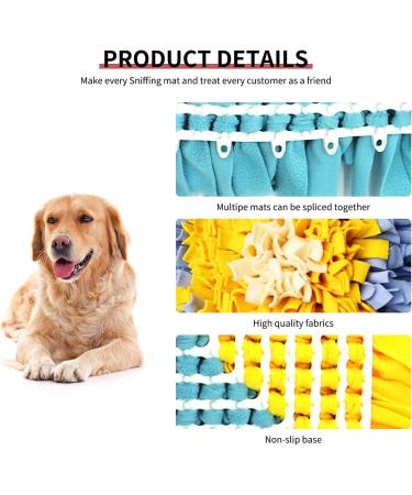 Ieuumler Pet Training Snuffle Mat - 45x45 cm Blue & Yellow Slow Feeding Puzzle Toy for Dogs - Buy Online on GoSupps.com