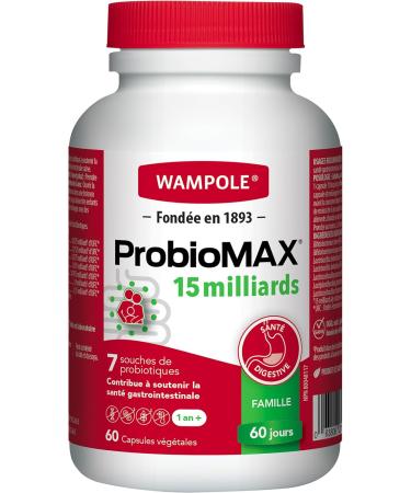 Wampole ProbioMax 15 Billion - 7 Probiotic Strains - Helps Support Gastrointestinal Health 60 Vegetal Capsules - Buy Online on GoSupps.com