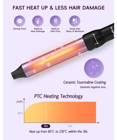 3 in 1 Curling Iron with LCD Display - Dual Voltage Ceramic Hair Curlers for Beachy Waves & Natural Curls | Fast Heating International Shipping - Buy Online on GoSupps.com