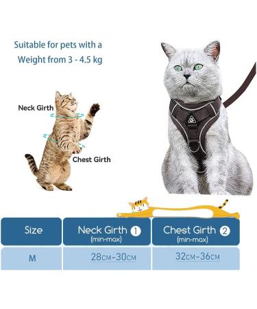 Cat Harness and Lead Set Soft Mesh Puppy Harness for Outdoor Escape-Proof Cat Kitten Harness with Leash Set for Walking Leash Adjustable Reflective Strips Vest Harnesses M Black - Buy Online on GoSupps.com