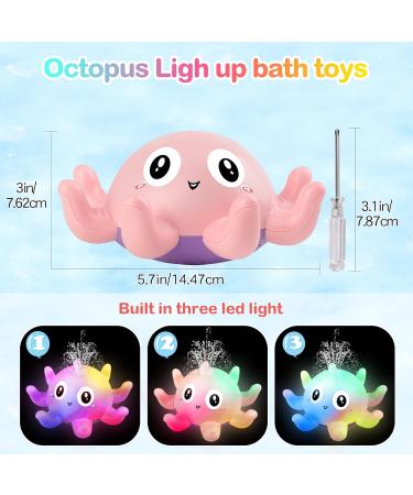 Octopus Bath Toy - Light Up, Spray Water, Automatic Induction - Pink - Ideal Gift for Kids - Bath Tub Toys for 3 Year Olds - Buy Online on GoSupps.com
