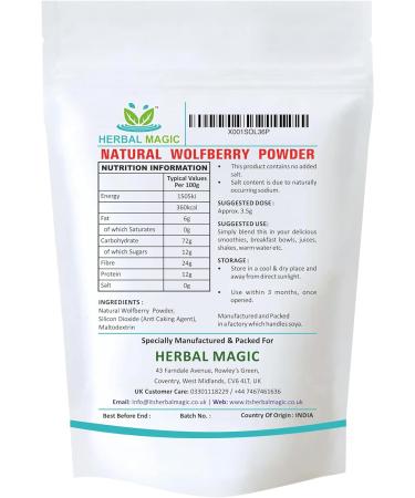 Herbal Magic's Pure&Natural Goji Berry Powder (Wolfberry) Sprinkle on Fresh Fruit or Granola Sparkle Your Smoothies use in raw Food Recipes or Simply add to Water.-100g (Pack of 1) 100g - Pack of 1 - Buy Online on GoSupps.com