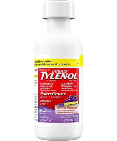Infants' Tylenol Oral Suspension Liquid Medicine - Grape Flavor, 2 fl. oz - Buy Online on GoSupps.com
