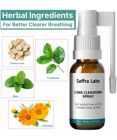 JRR SaffraLabs Herbal Lung Cleansing Spray Natural Respiratory Support with Eucalyptus Peppermint Licorice Root & Calendula - Natural Formula (2pcs) - Buy Online on GoSupps.com