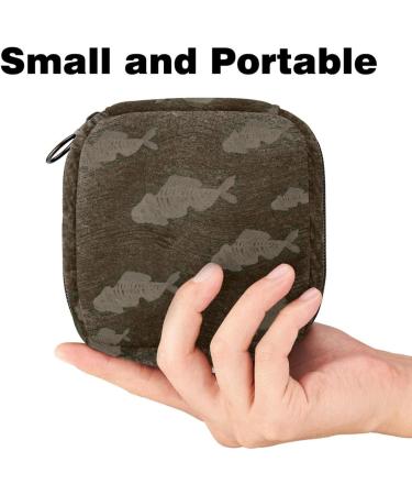 Buy Fish-Fossil Pattern Menstruation Pad Bag with Zipper - Women's Napkin & Tampon Bag for Travel | Stylish & Convenient - Buy Online on GoSupps.com