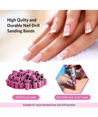 100pcs 180 Grit Sanding Bands Set for Nail Manicure Electric File - Perfect for Acrylic Nails - Includes 1 Mandrel - Buy Online on GoSupps.com