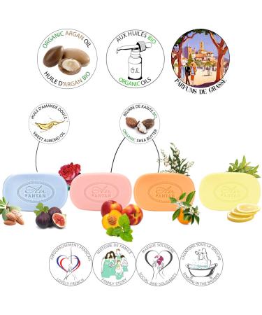 Un Air d'Antan Bar Soap Gift Set for Women - 4 Piece Fancy Soaps with Organic Shea Butter, Sweet Almond Oil, and Argan Oil - Perfect Small Gift For Her - Buy Online on GoSupps.com