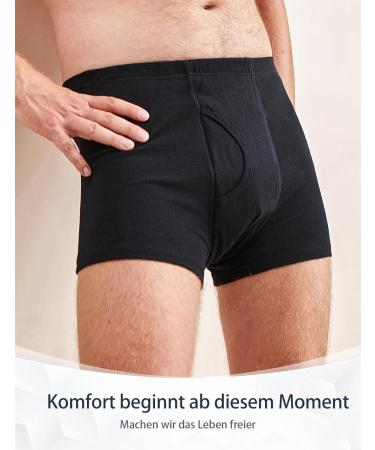 Men's Incontinence Pants - 3 Pcs Cotton Washable Boxers with 300ml Absorbent Pad - XXL Size Black - Buy Online on GoSupps.com