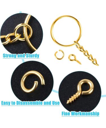 PAXCOO Keychain Rings for Crafts - 100Pcs Gold Split Key Rings, Jump Rings & Screw Eye Pins Kit for Resin Keychain Making - Buy Online on GoSupps.com