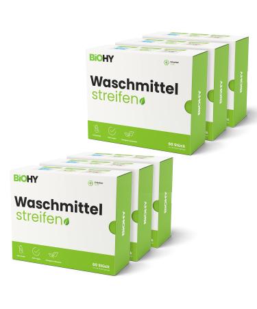 BiOHY Detergent Sheets (6 x 60 Pieces) | Sustainable Travel Detergent | Multi-Use & Without Plastic | Biodegradable Washing Paper | Water-Soluble Detergent Strips for Washing Machines (Wasch Bl tter) 360 count (Pack of 1)
