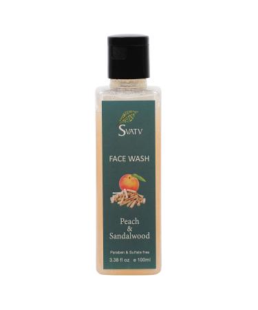 SVATV Peach & Sandalwood Exfoliating Face Wash with Mix Fruit Extract face cleanser - Cleansing and Makeup Removing Refreshing Feeling - Paraben & Sulfate Free 3.38oz 100ml