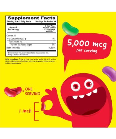 VitaWorks Kids Biotin 5000mcg Jelly Beans - Natural Strawberry Blast Flavor - 60 Jellies - Buy Online on GoSupps.com