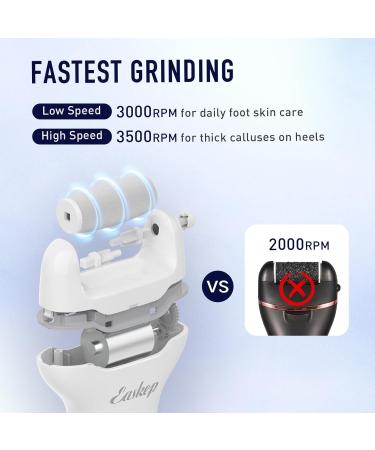 Electric Foot Callus Remover Easkep - Rechargeable Portable Pedicure Kit 16 in 1 Waterproof Tools for Hard Cracked Skin - Professional Foot File (Silver - Buy Online on GoSupps.com