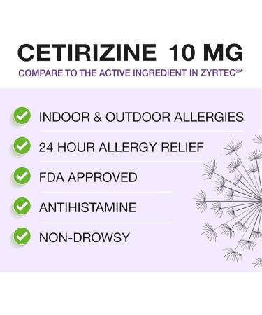 Puregen Labs 24-Hour Allergy Relief Cetirizine 10mg 120 Tablets 24 Hour Non-Drowsy Antihistamine Allergy Medicine for Runny Nose Sneezing Itchy Watery Eyes cetirizine 10 mg 120 Count - Buy Online on GoSupps.com