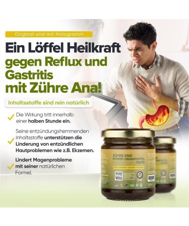 Z hre Ana Power Pomegranate Paste: 100% Natural Formulation | Natural Aid for Stomach Problems Reflux Gastritis and Digestive Disorders | Fast Acting Anti-Inflammatory Properties 240 ml (Pack of 1) - Buy Online on GoSupps.com