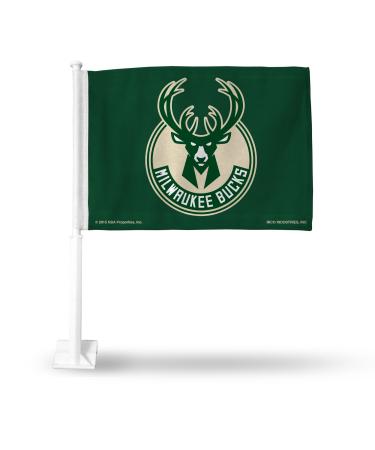 Rico Industries NBA Fan Shop Car Flag including Pole Milwaukee Bucks 16 x 19.5-" Team Color