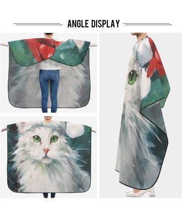Waterproof Barber Cape - Christmas White Cat & Cheetah Haircut Bib for Men & Women | Unisex Hair Cutting Cape (8rp1a - Buy Online on GoSupps.com