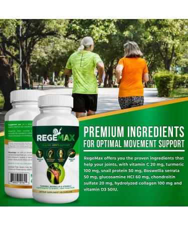 REGEMAX Joint Support Supplement - Snail Protein Boswellia Serrata & Turmeric | Alleviate Discomfort - 60 Caps - Buy Online on GoSupps.com