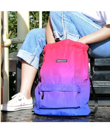 XMRSOY Gym Drawstring Backpack Water Resistant String Bag Nylon Cinch Sport Bag Sackpack 2 - Buy Online on GoSupps.com