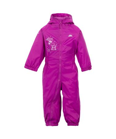 Trespass Kids' Waterproof Drip Drop Outdoor Rain Suit 3-4 Years Purple Orchid