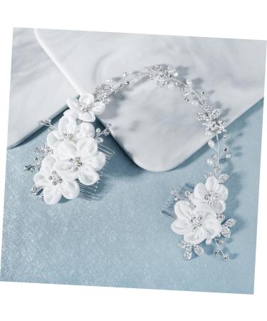 Beavorty Bridal Hair Accessories Chiffon flower comb bridal headpiece wedding hair comb bridal headdress bridal comb double head bride Accessories Bride Headpiece - Buy Online on GoSupps.com