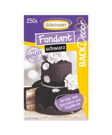 G nthart Backdecor 250 gr black fondant 100% vegan palm oil -free tear -resistant for covering cakes and cakes suitable for modeling 1 series pack (1 x 250 g)